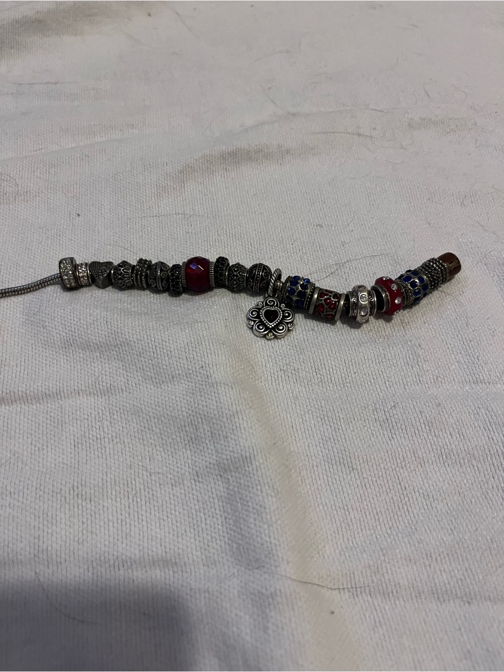 Brighton Silver Charm Bracelet with Red and Blue Accents